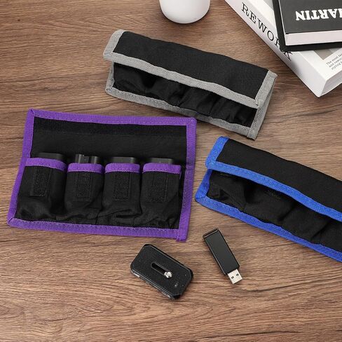 PATIKIL Camera Battery Pouch Case, 4 Pocket Nylon DSLR Battery Case Holder Storage Bag for AAA, LP-E6, LP-E8, NP-FW50, EN-EL14, EN-EL15 Batteries (Blue) in Kuwait