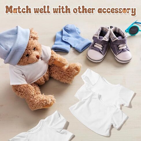 12 PCS Stuffed Bear Clothes Shirt Stuffed Animal Clothes Plush Doll Tshirts Classic Plush Bear Shirts Fit 8-12 Inches Stuffed Bear Dolls in Saudi Arabia