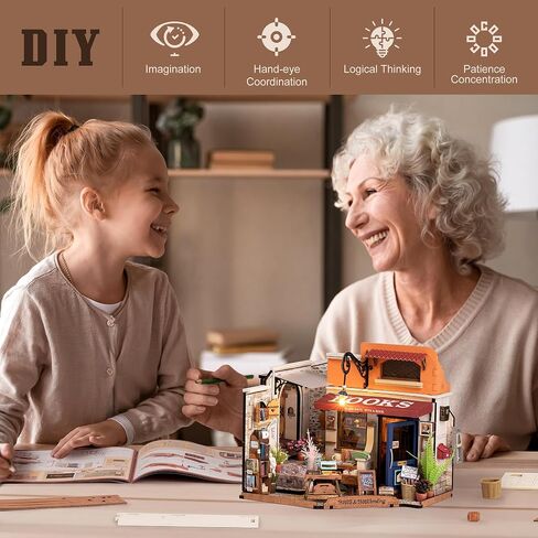 ROBOTIME DIY Miniature House Kit, Mini Wooden Dollhouse Diorama Model, Tiny House Building Kits,Birthday Christmas Craft Hobbies Gift for Teens Kids and Friends（Puppy's Cozy Villa） in Saudi Arabia