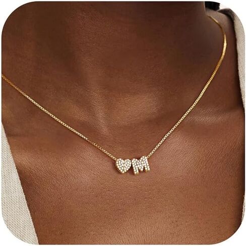 Turandoss Gold Heart Initial Necklace for Women - Dainty 18K Gold Plated Personalized Heart Letter Necklace Trendy Simple Cute Letter Necklace Gold Jewelry Birthday Gifts for Women Girls in Kuwait