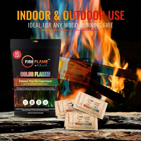 Fireflame Fire Color Changing Packets - Magical Flames Color Fire Packets - 25 Pack - for Outdoor Pit, Fireplace, Bonfire, Campfire, Camping Accessories for Kids & Adults in Saudi Arabia