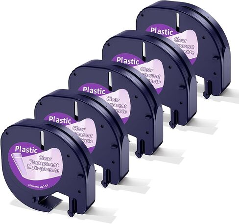 5-Pack White Label Tape Refills 91331 for DYMO LetraTag | 12mm x 4m (1/2" x 13ft) | Black on White | Compatible with LT-100H Plus, LT-100T, LT-200B, QX50 in Saudi Arabia