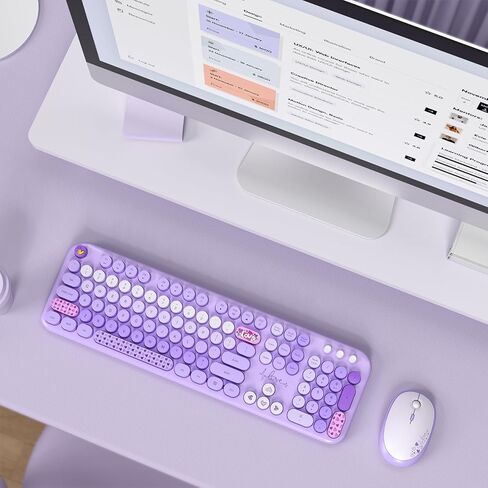 لوحة المفاتيح اللاسلكية والماوس ، لوحة المفاتيح الرجعية الآلة للآلة المربعة SQMD مع كامبات مفاتيح مستديرة ، لوحة مفاتيح بحجم 2.4 جيجا هرتز ومجموعة من أجهزة كمبيوتر Desktop المحمول (ملونة أرجوانية) in Kuwait