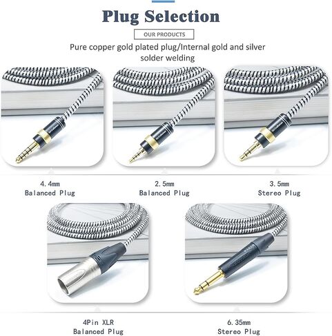 GUCraftsman 6N OFC Silver Plated+Shielding Layer Headphone Replacement Cables 4.4mm 3.5mm 4Pin XLR Upgrade Cables for Sennheiser HD490 PRO HD490 PRO Plus (4.4mm Plug) in Saudi Arabia