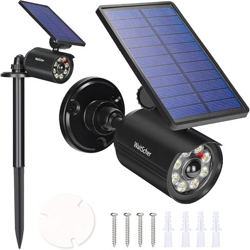 Solar Lights Outdoor Motion Sensor Fake Camera 360° Rotatable Solar Flood Lights IP67 Waterproof Security Lights 1200LM for Barns Garden Driveway Path Landscape Yard(1pack) in Saudi Arabia
