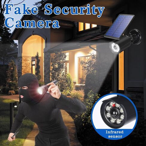 Solar Lights Outdoor Motion Sensor Fake Camera 360° Rotatable Solar Flood Lights IP67 Waterproof Security Lights 1200LM for Barns Garden Driveway Path Landscape Yard(1pack) in Saudi Arabia