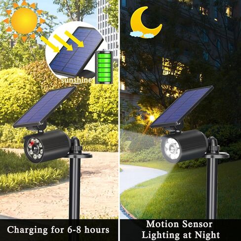 Solar Lights Outdoor Motion Sensor Fake Camera 360° Rotatable Solar Flood Lights IP67 Waterproof Security Lights 1200LM for Barns Garden Driveway Path Landscape Yard(1pack) in Saudi Arabia