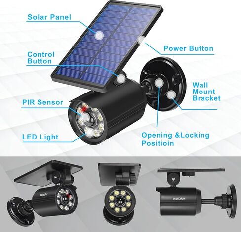 Solar Lights Outdoor Motion Sensor Fake Camera 360° Rotatable Solar Flood Lights IP67 Waterproof Security Lights 1200LM for Barns Garden Driveway Path Landscape Yard(1pack) in Saudi Arabia