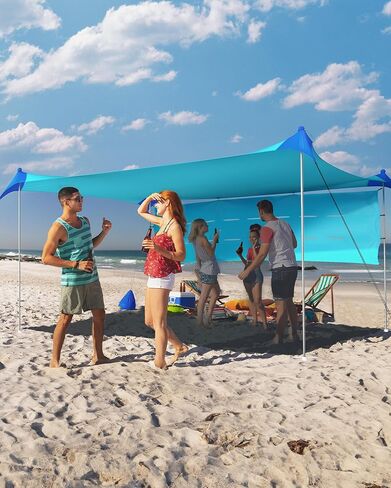 TOURIT Beach Tent Sun Shelter 11x11ft, UPF50+ Protection Beach Canopy Tent Sun Shade with Windproof Design, Outdoor Canopy for Camping, Fishing, Backyard, Green in Kuwait