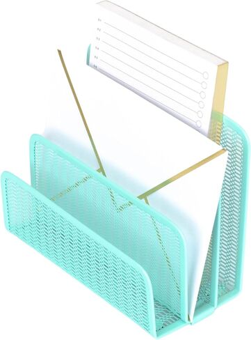 Blu Monaco Gold Mail Organizer for Desk - Mail Holder Contertop - Letter Organizer - Gold Metal Mesh Letter Sorter - Envelope حامل - منظم البريد الصغير in Kuwait