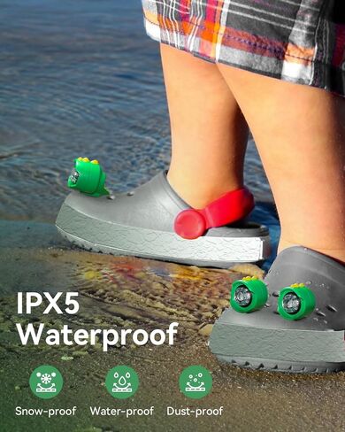 Rechargeable Headlights for Croc Shoes 2pcs, Cute Dinosaur Shoe Charm Lights, 3 Lighting Modes Flashlights Accessories for Croc Shoes, IPX5 Waterproof Shoe Headlamps for Camping Dog Walking,Hiking in Kuwait