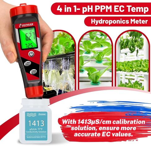 UIUZMAR Digital pH Meter pH TDS EC Meter for Hydroponic Nutrient Solution pH and EC Meter with LCD Display TDS Water Tester pH PPM Meter for DWC Setup Aeroponic Growing Tent Indoor Plant Grow in Saudi Arabia