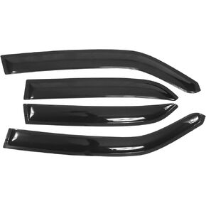 IKON MOTORSPORTS, Tape on External Window Visors Compatible with 2005-2010 Chrysler 300, 2005-2008 Dodge Magnum, Slim Style Acrylic Smoke Tinted 4PCS Sun Rain Shade Guard Wind Vent Air Deflector