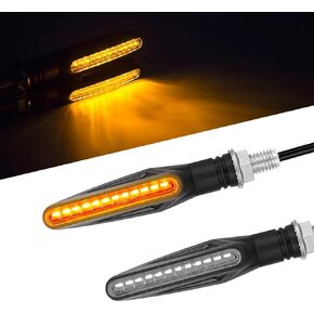 2 Pack 12V Motorcycle Indicators Flowing Turn Signal Lights,Motorbike Turning Indicators LED Bulbs for Motorbike Scooter Quad Cruiser Off Road, Amber