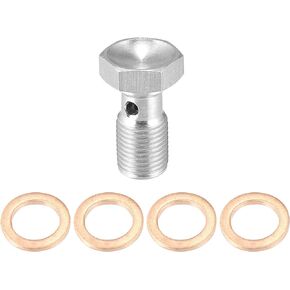 Banjo Bolt Brake Fitting Adapter Kit M10x1.0 Brake Line Thread Single Banjo Bolt with 4 Copper Washers