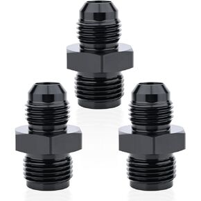 6AN Male to 5/8-18 Inverted Flare Adapter Fitting Connector Aluminum Black Pack of 3