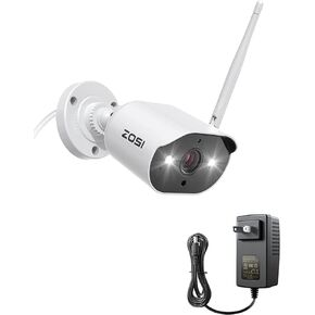 ZOSI 2K Add-on Camera, 3MP Plug-in WiFi Security Camera Outdoor Indoor with Power Supply, Night Vision, 2 Way Audio, Only Compatible with ZOSI WiFi NVR Recorder System Model: ZR08JP, ZR08LL