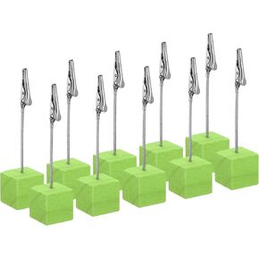 PATIKIL Place Card Holder, 10 Pack Memo Clip Holder Stand with Alligator Clasp Table Number Holders Wooden Base for Pictures Note Card Paper, Wood Color in Kuwait