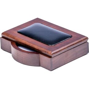 Dacasso A8409 4 x 6 Desktop Memo Holder, Wood & Leather, Walnut
