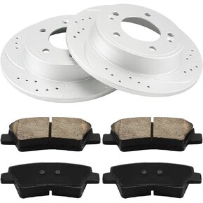 Front Brake Pads and Rotors Kit for Automotive Replacement Fitment for Toyota RAV4/Prius V,Lexus HS250h,Scion xB,Ceramic Brake Pads,Drilled and Slotted Disc Rotors,Smooth Braking Performance