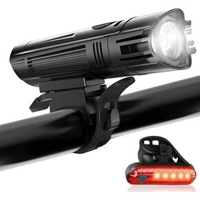 مجموعة مصابيح الدراجة، قابلة لإعادة الشحن عبر USB، مصباح أمامي أمامي فائق السطوع وإضاءة خلفية خلفية للرجال والنساء والأطفال - سهلة التركيب مع 3+5 أوضاع إضاءة - مثالية لركوب الدراجات على الطرق والجبال in Kuwait