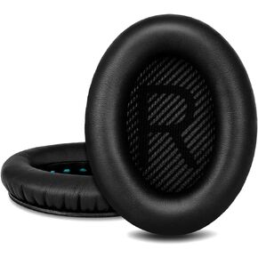 Professional Replacement Ear Pads for Bose QuietComfort 35 QC15 QC25 QC2 QC35/ Ae2 Ae2i Ae2w SoundTrue & SoundLink Over-Ear/Around-Ear Headphones/Soft Protein Leather (Black)