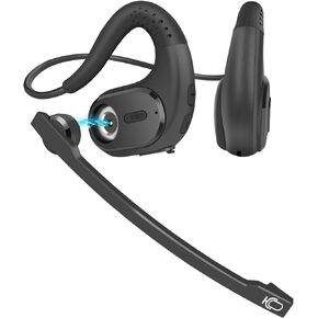 Trucker Bluetooth Headset, Open Ear Headphones with Detachable Noise Cancelling Mic, Wireless V5.3 Computer Headset with Boom Mic for Skype Zoom Face Time