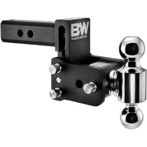 B&W Trailer Hitches Tow & Stow Adjustable Trailer Hitch Ball Mount - Fits 2" Receiver, Dual Ball (1-7/8" x 2"), 3" Drop, 10,000 GTW - TS10035B