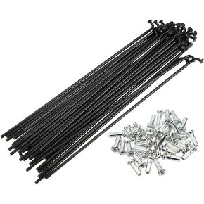 X AUTOHAUX 40 Pcs 14G J Bend 2mm Bike Bicycle Spokes with Nipples Steel Black