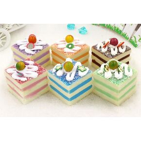 6pcs Realistic Artificial Cake Assorted Mixed Fake Cake Model Home Staging Equipment Crafts Photography Props Home Decoration Cube Cake