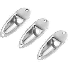 MECCANIXITY Guitar Input Jack Socket Plate 3/8" Output Loaded Jack Boat Style Bronze for Electric Guitar Replacement Parts 3pcs