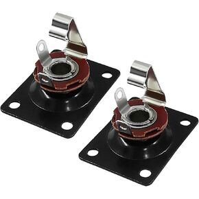 2Pcs Metal Output Jack 1/4 Inch Bass Jack Plate, Black Input Jack Plate Guitar Jack Socket Electric Guitar Replacement Parts