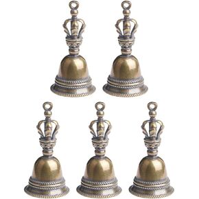 5pcs Brass Hand Bell, Vintage Service Call Bell Mini Jingle Bell Brass Altar Bell Wedding Bells with Jingle Ring Hand Bell for Decoration, Alarm Brass Bell Decoration