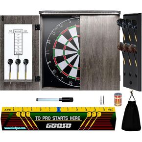 مجموعة خزانة لوحة رمي السهام مع لوح رمي السهام بشعيرات مقاس 18 بوصة، وحامل رمي السهام المثبت على الحائط، وخط رمي السهام، وحزمة جاهزة للعب مع مجموعة سهام ذات أطراف فولاذية in Kuwait