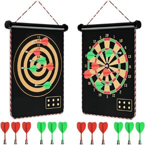 Magnetic Dart Board Game for Kids and Adults with 12pcs Safe Darts, Double Sided Dart Board Games Set Indoor Outdoor Games, Christmas Toys Gifts for 6 7 8 9 10 11 12 13 14 15 16 Year Old Boys Girls
