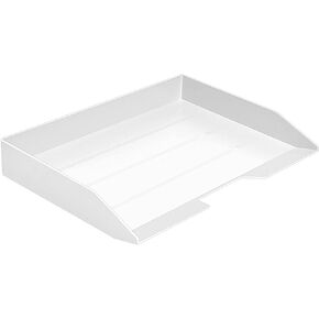 Acrimet Stackable Letter Tray Single Side Load Plastic Desktop File Organizer (White Color) (1 Unit)