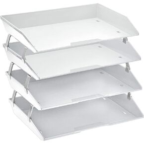 Acrimet Facility 4 Tier Letter Tray Side Load, Desktop File Organizer, Plastic (White Color)