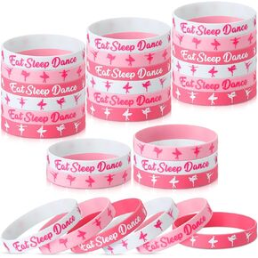 30 Pieces Cheerleading Ballet Themed Party Rubber Bracelets Inspirational Silicone Wristband Stretch Motivational Band Gymnastics Bracelet for Women Girl Theme Party (Ballet Party Style)