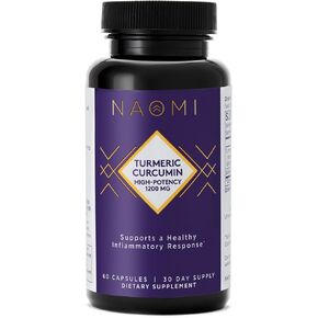 NAOMI الكركم الكركمين عالي الفعالية 1200 مجم، 95% كوركومينويدات ومستخلص الفلفل الأسود بيوبيرين لتعزيز الامتصاص حتى 2000%، مفصل فائق القوة، العضلات، دعم الدماغ، 60 كبسولة، كمية تكفي 30 يومًا in Kuwait