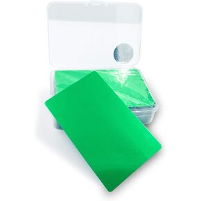 100PCS Aluminum Alloy Metal Card Plate 3.4 X2.13X0.008 inch for Laser Engrave (Green, Blank,Thin)
