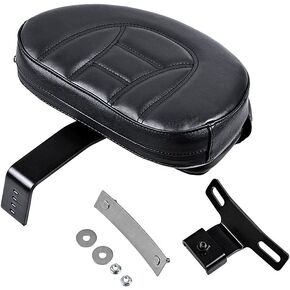Astra Depot Adjustable Plug-In Driver Rider Backrest w/Pocket Black PU Leather Compatible with 2007-2017 Harley Fatboy Heritage Softail