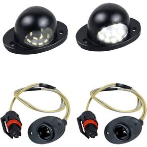 HERCOO LED License Plate Light Tag Lamp Rear Lights Socket Pigtail Wire Harness Plugs Assembly Compatible with Dodge Ram 1500 2500 3500 Pickup 1994-2002, 6000K White
