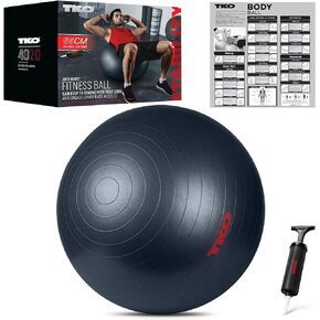 TKO Anti-Burst Large Exercise Ball with Air Pump – 65 cm or 75 cm Balance Ball/Stability Ball for Workouts, Physical Therapy, Yoga, Sitting, and More