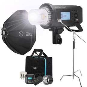 Flashpoint XPLOR 600PRO R2 TTL Battery-Powered Monolight Kit with Glow ParaPop and C-Stand.