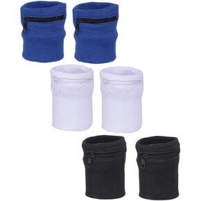 3Pairs Sports Wristband Zipper Sweatband Wrist Wallet Key Pocket for Women Men Running Cycling Jogging and Other Sports