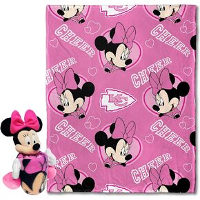 Northwest Official NFL Kansas City Chiefs & Minnie Mouse Character Hugger Pillow & Silk Touch Throw Set, 40" x 50"