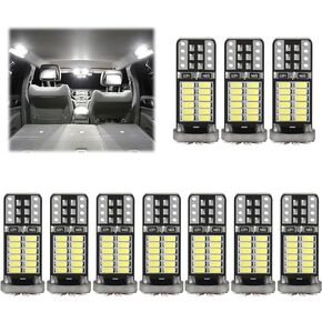 10 قطع 194 لمبة LED فائقة السطوع 6500K T10 168 2825 W5W 34-SMD 3014 شرائح بديلة لمبات لصندوق السيارة الداخلي وخريطة القبة وأضواء لوحة الترخيص - أبيض زينون