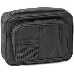 Black Reinforced Canvas Bible Cover Case with Handle and Stationary, X-Large