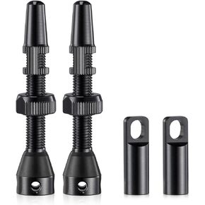 2PCS Tubeless Valves, Black, Quality Super Light Alloy Presta Valve Stem, Integrated Core Removal Tool(44 mm)