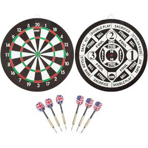 GSE 18" Regulation Size Steel Tip Dartboard Game Set. Excellent Bristle/Sisal, Baseball, Bullseye, Dart Board Game Set for Adults&Kids(Several Styles Available)